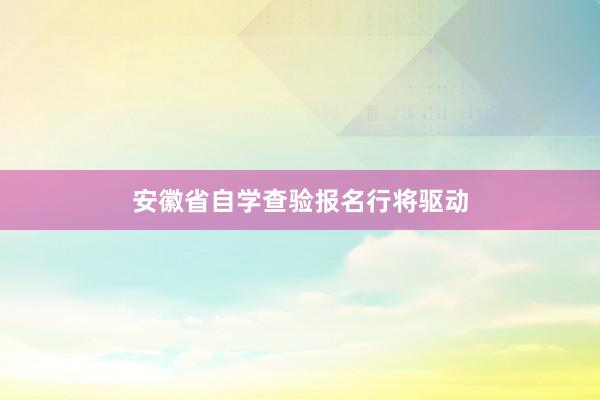 安徽省自学查验报名行将驱动